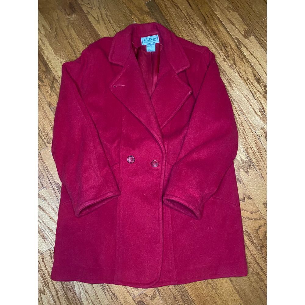 LL Bean Red Wool, acetate, and Nylon Coat Size‎ 14
